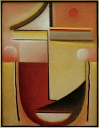 Abstrakter Kopf: Rot-Weiß-Gold